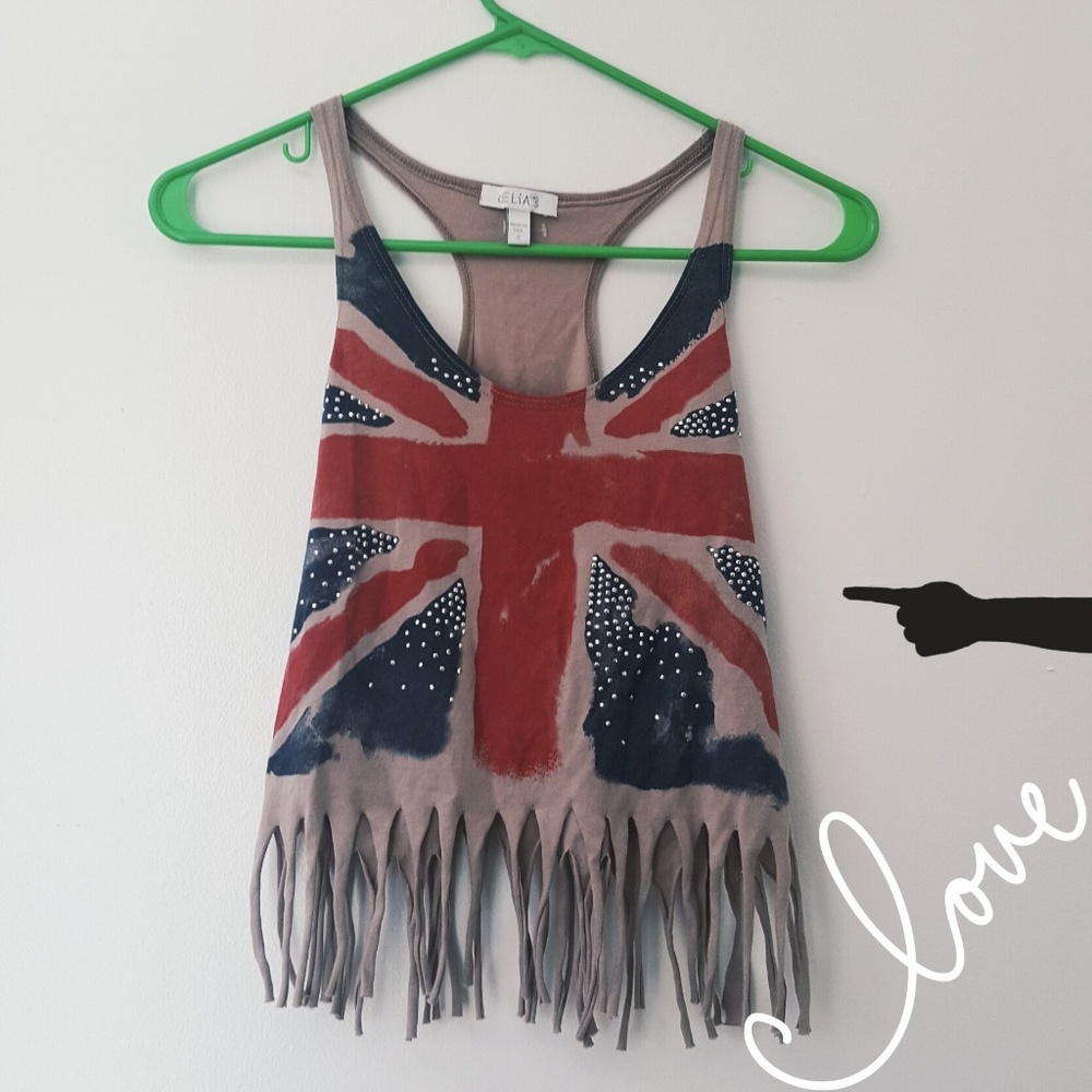 Delias Fringed UK Flag Tank
